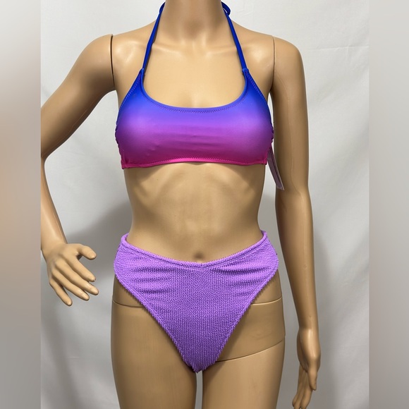 Wild fable ombré Blue and Pink Front Scoop Bikini Top XS (0-2) - Picture 4 of 8